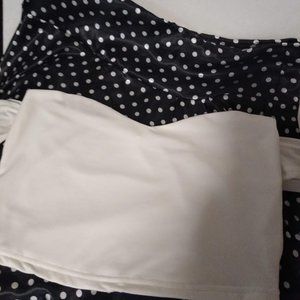 White Top and Polka Dot Skirt Set